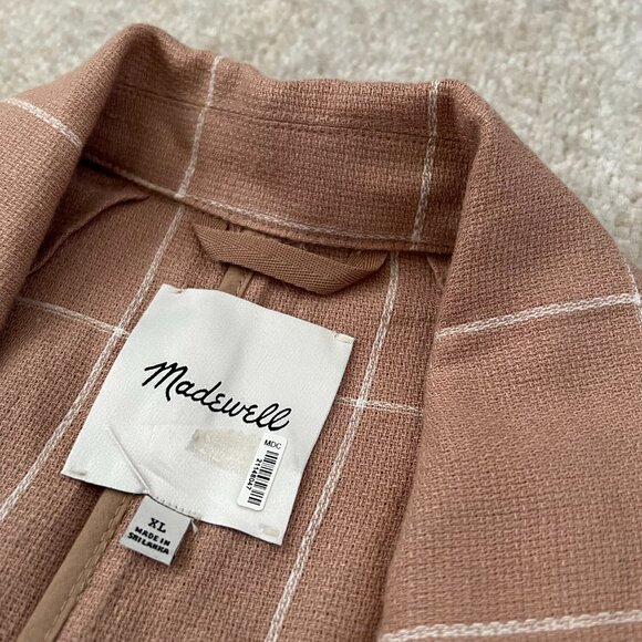 Madewell Linen Larsen Breezewoven Blazer Jacket in Windowpane XL - Picture 2 of 11